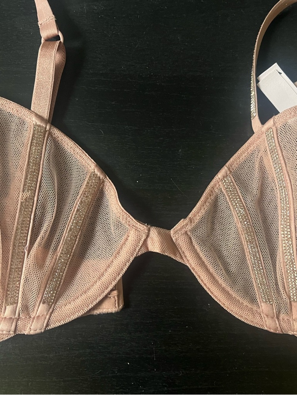 Victoria's Secret Blush Mesh Underwire Bra with Sparkle Trim